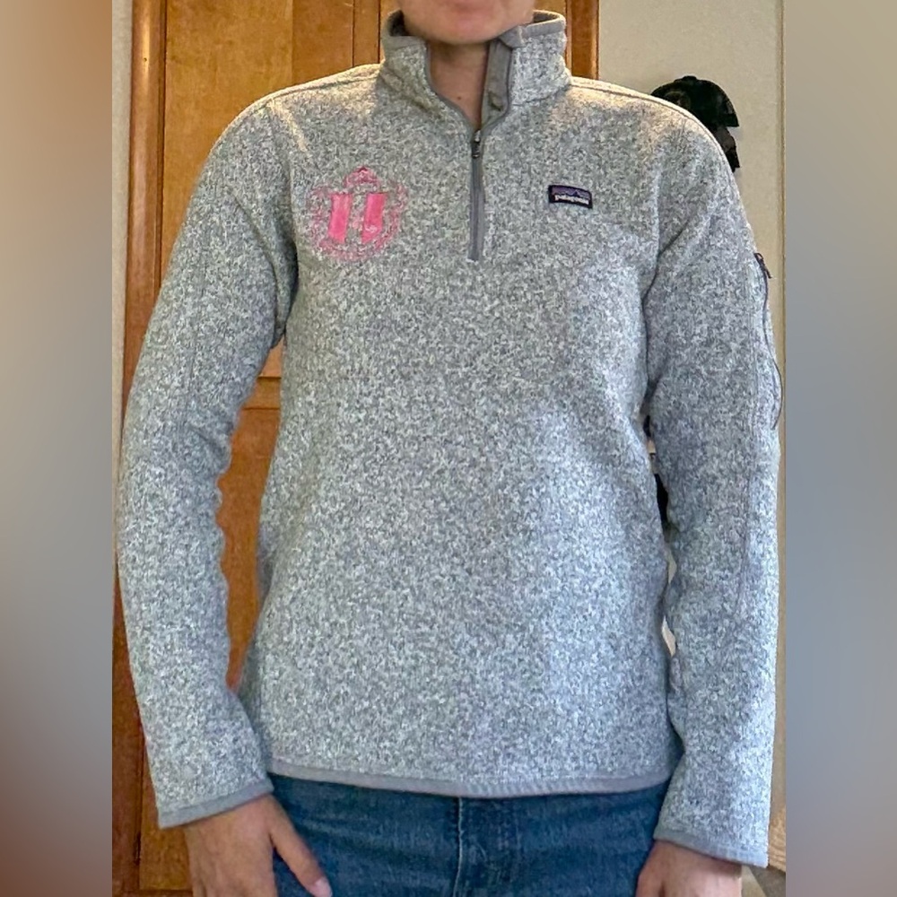 Delta Zeta Crest Patagonia Gray Fleece Jacket